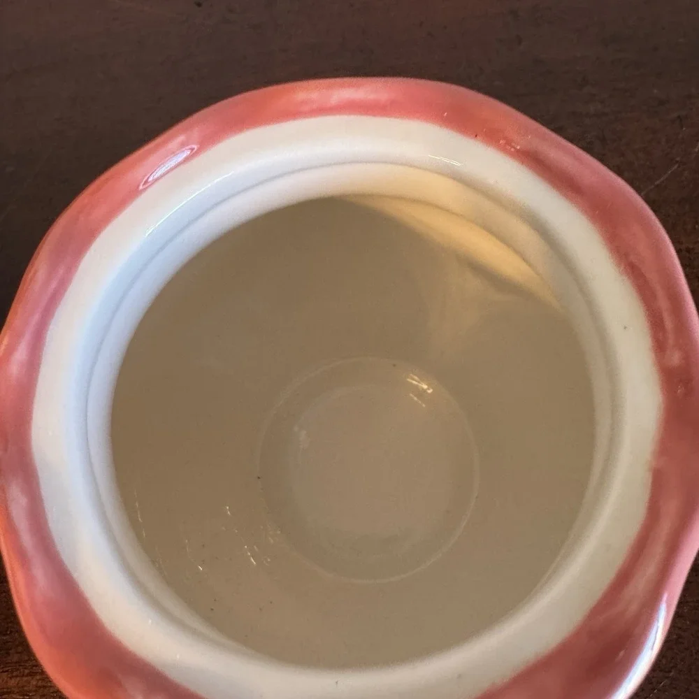 April Cornell Ceramic Sugar Creamer Green Pink Butterfly Lidded Sugar Bowl Set